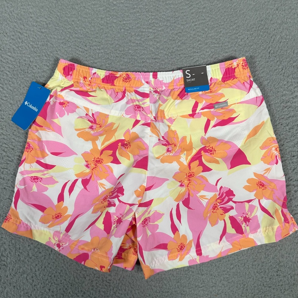 Columbia Shorts Womens Small Pink Orange Floral Sandy River Outdoor 5" New - Picture 7 of 10